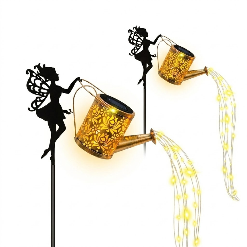 Solar Watering Can Garden Light LED Fairy Decorative Stake Lamp Outdoor Warm White