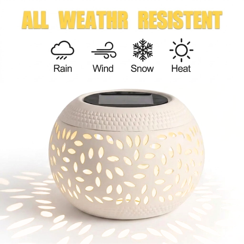White Solar Garden Light Decorative Hollow Pattern Outdoor LED Landscape Lamp Waterproof Warm White