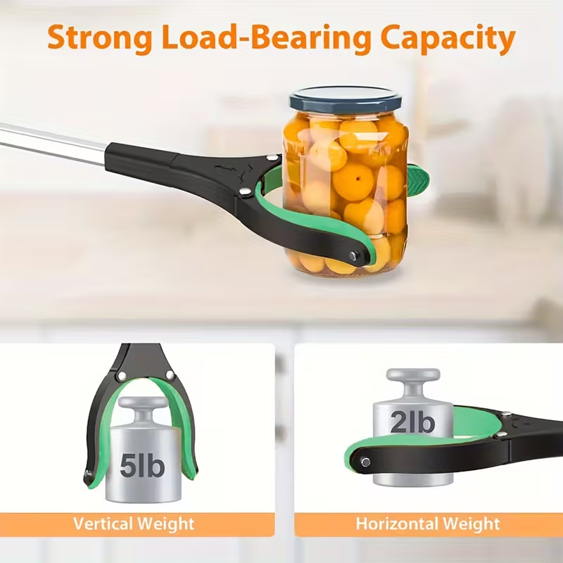 32 Inch Green Heavy Duty Garbage Grabber with 360° Rotating Clamp Foldable Reaching Tool