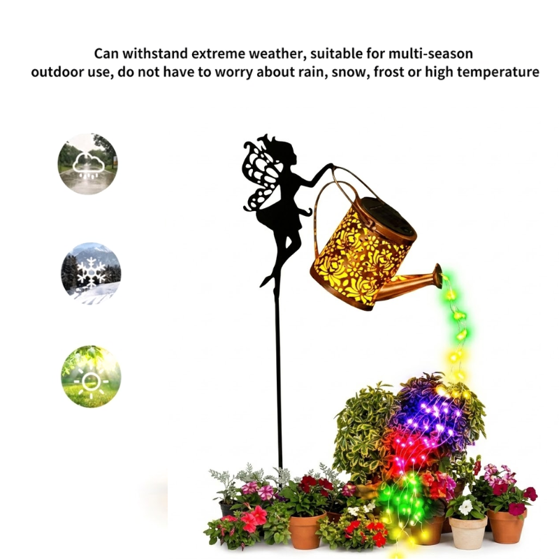 Solar Watering Can Garden Light LED Fairy Decorative Stake Lamp Outdoor Multicolor