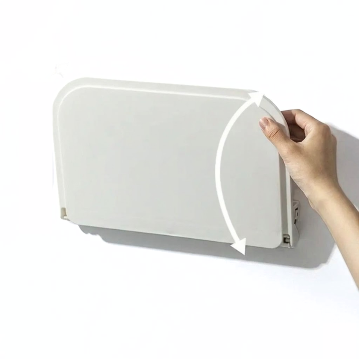 White Folding Wall Mounted Shelf Punch Free Storage Rack Phone Holder Space Saving