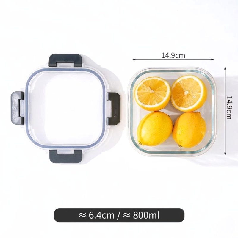 800ml Square Glass Food Storage Container with Lid Microwave Freezer Dishwasher Friendly