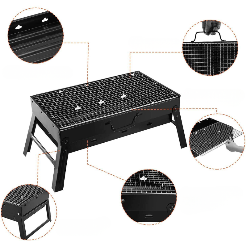 Portable Stainless Steel Charcoal BBQ Grill Mini Outdoor Cooker for Camping Picnic
