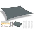 Waterproof Sun Shade Sail Deep Gray 3 × 4 m Rectangle Canopy with 24 Piece Mounting Hardware Kit
