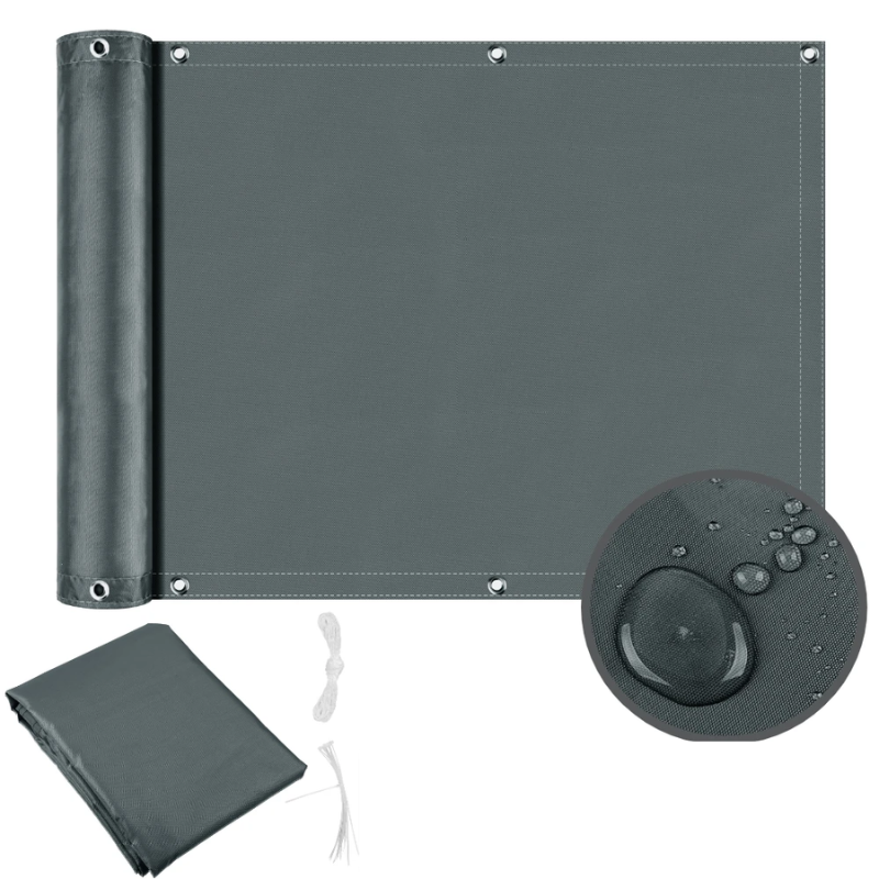 Waterproof Balcony Privacy Screen Dark Gray 75 × 600 cm Fence Cover with 95% UV Protection for Patio Garden and Deck