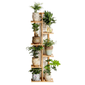 6 Tier Bamboo Plant Stand Vertical Shelf 7 Pots Indoor Outdoor Display Rack