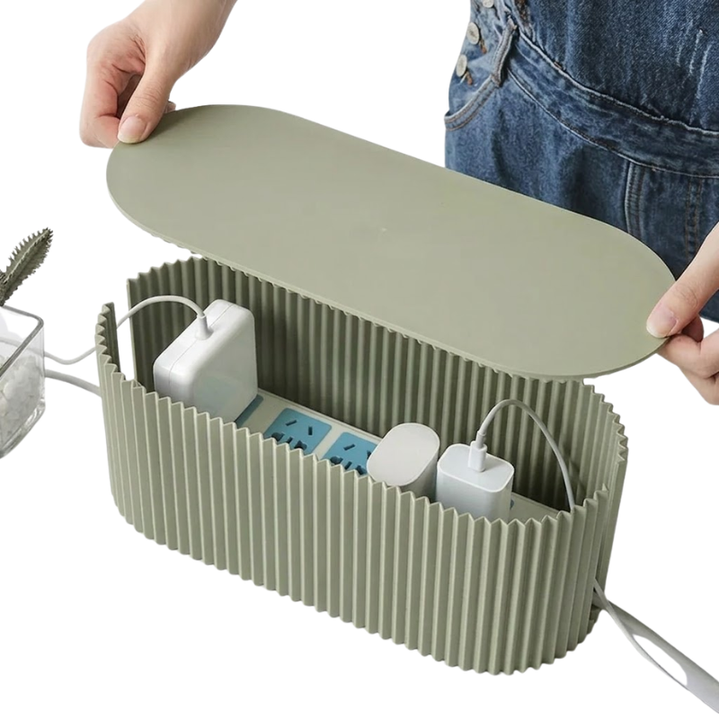 Cable Management Box Green Wire Storage Organizer for Desk and Router