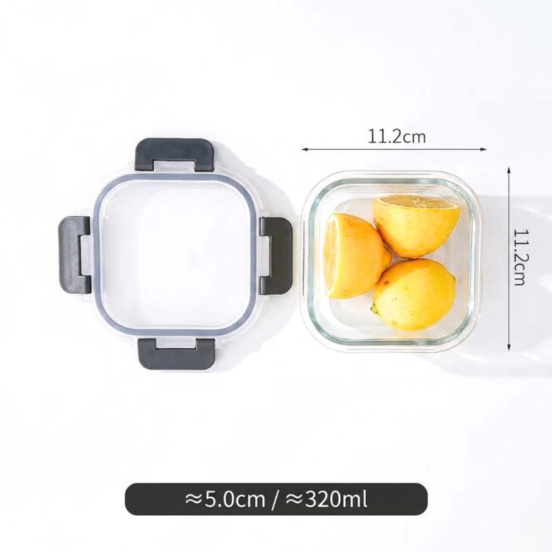 320ml Square Glass Food Storage Container with Lid Microwave Freezer Dishwasher Friendly