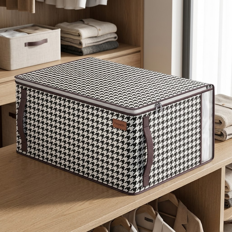 Quilt Storage Bag 60x45x25CM Non-Woven Clothes Organizer with Transparent Window