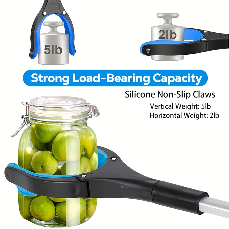 32 Inch Blue Heavy Duty Garbage Grabber with 360° Rotating Clamp Foldable Reaching Tool
