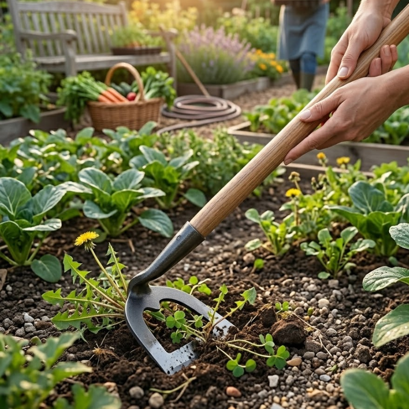 26CM Hollow Weeding Hoe Manganese Steel Handheld Garden Soil Cultivation Tool