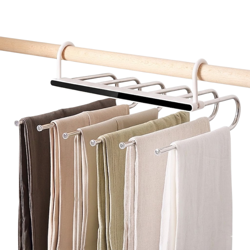1 Piece 6 Layer Black Folding Pants Hanger Space Saving Clothes Storage Rack