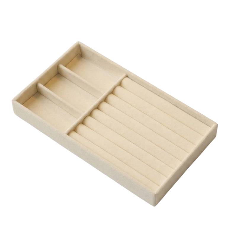 3+1 Wooden Jewelry Storage Tray Drawer Style Organizer Partitioned Ring Earring Holder