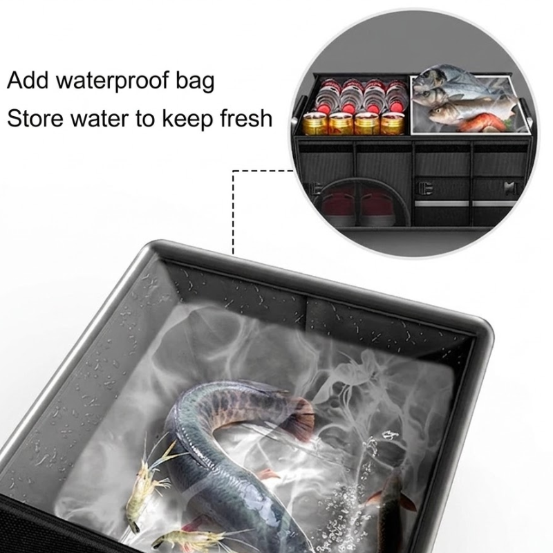 36L Foldable Car Trunk Storage Box Waterproof Cargo Organizer with Reinforced Handle