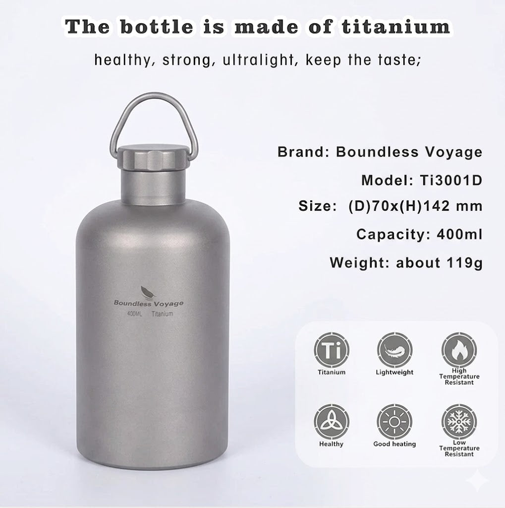 400ml Titanium Water Bottle Narrow Neck Leak-Proof Outdoor Flask