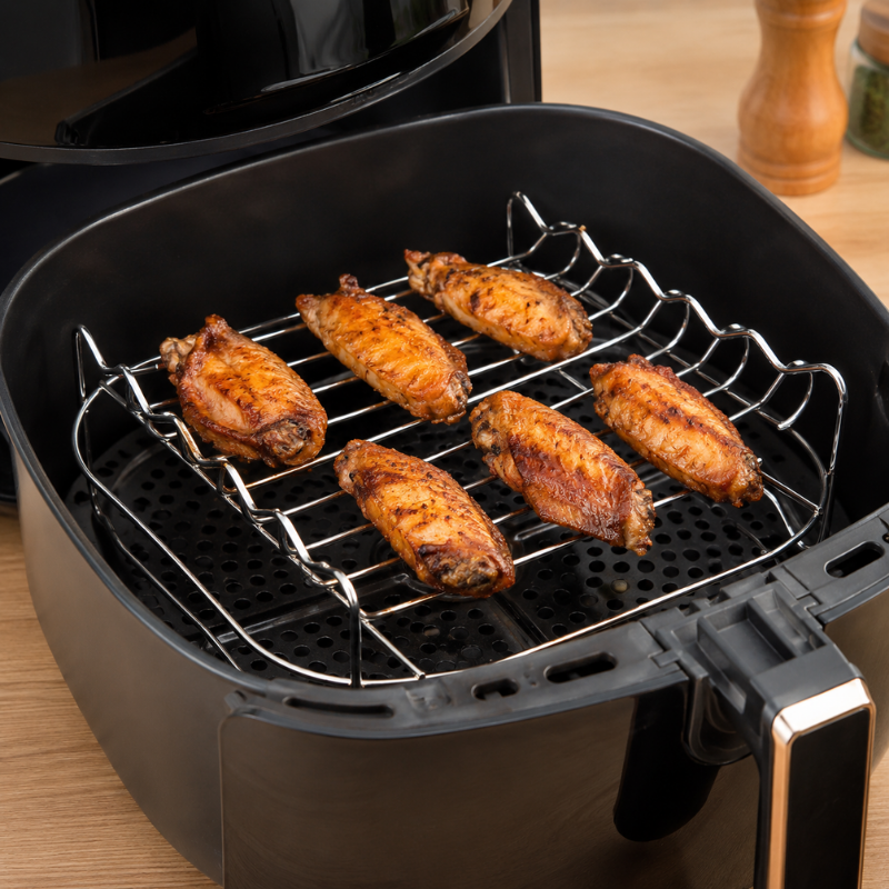 Stainless Steel Square Grill Rack with Skewers for BBQ Air Fryer and Steamer