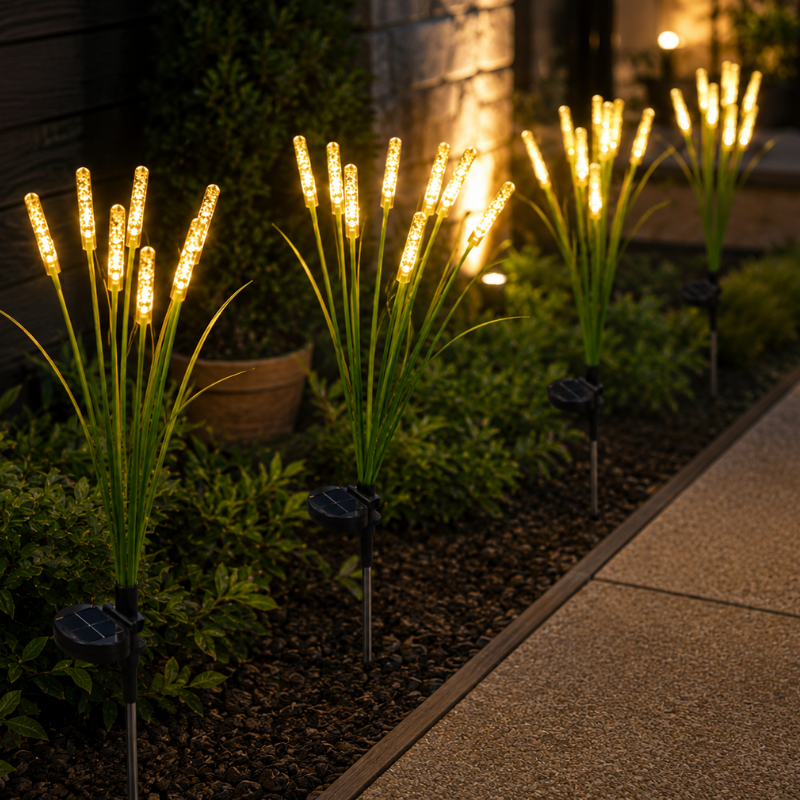 6 Head Solar Firefly Swaying Lights Warm White Outdoor Garden Pathway Decor Lights