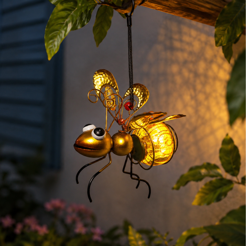 Solar Hanging Bug Light Metal Insect Garden Decor Lamp Outdoor Decorative Light