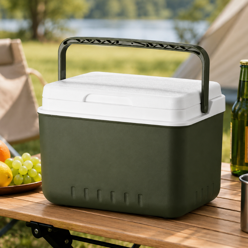 6L Portable Cooler Box Army Green Camping Ice Bucket with Handle