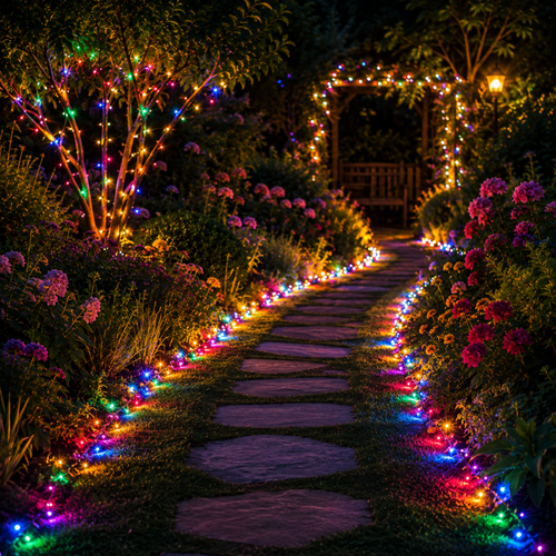 1 Piece 102m 1000 LED Solar Fairy String Lights Multicolor Waterproof Outdoor Garden Party Lights