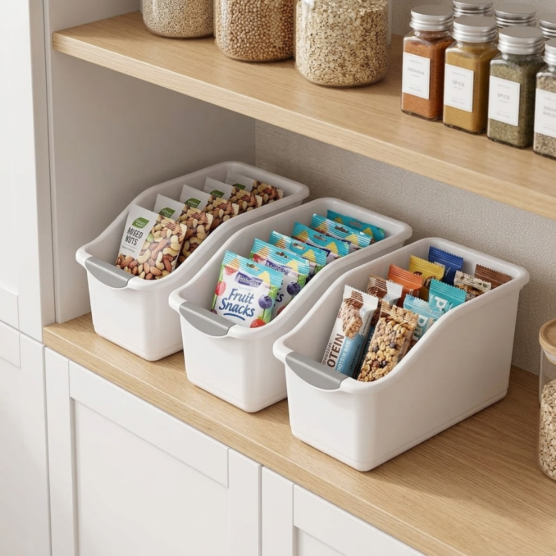 3 Piece Small Under Sink Organizer with Wheels Pull-Out Storage Bins White Kitchen Cabinet Organizer