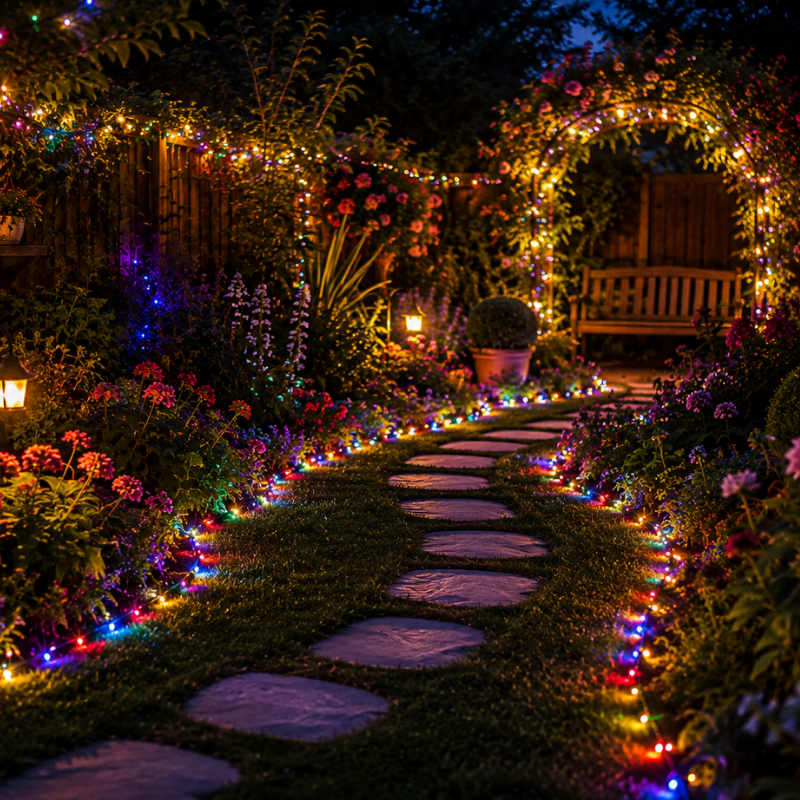2 Piece 102m 1000 LED Solar Fairy String Lights Multicolor Waterproof Outdoor Garden Party Lights