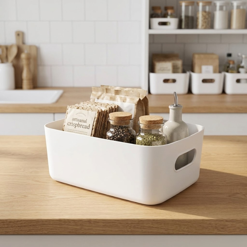 10PCS Stackable Plastic Storage Boxes Open Top Organizer Bins for Desktop Shelf Cabinet