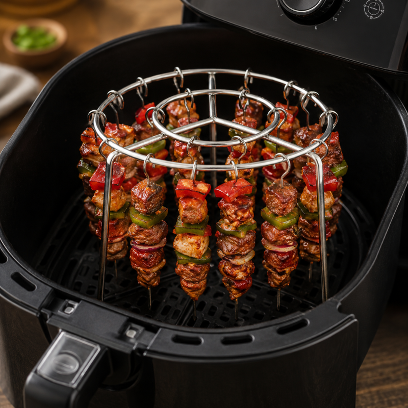 Stainless Steel Vertical Grill Rack 24 Skewer Holder for BBQ and Air Fryer
