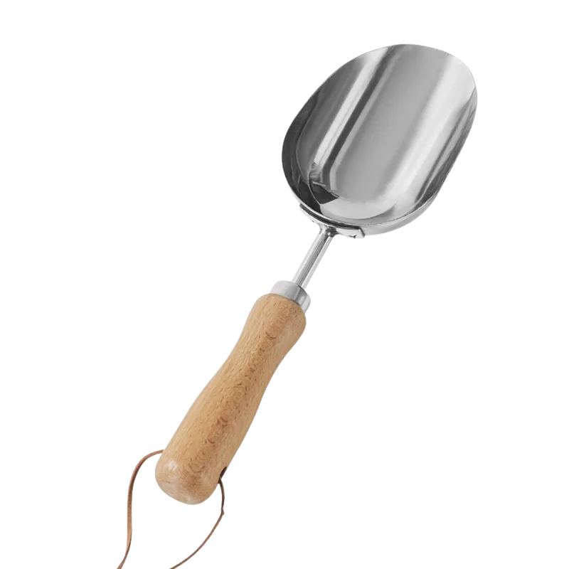 Garden Hand Potted Shovel Heavy Duty Stainless Steel Wooden Handle Digging Tool for Planting and Weeding
