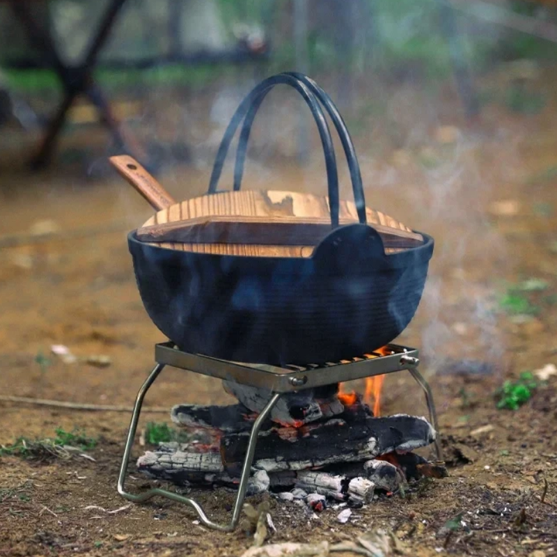2 Piece Foldable Stainless Steel Camping Stove Holder BBQ Grill Stand