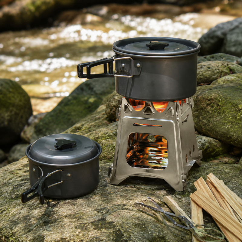 Portable Folding Stainless Steel Wood Stove Lightweight Camping Firewood Stove
