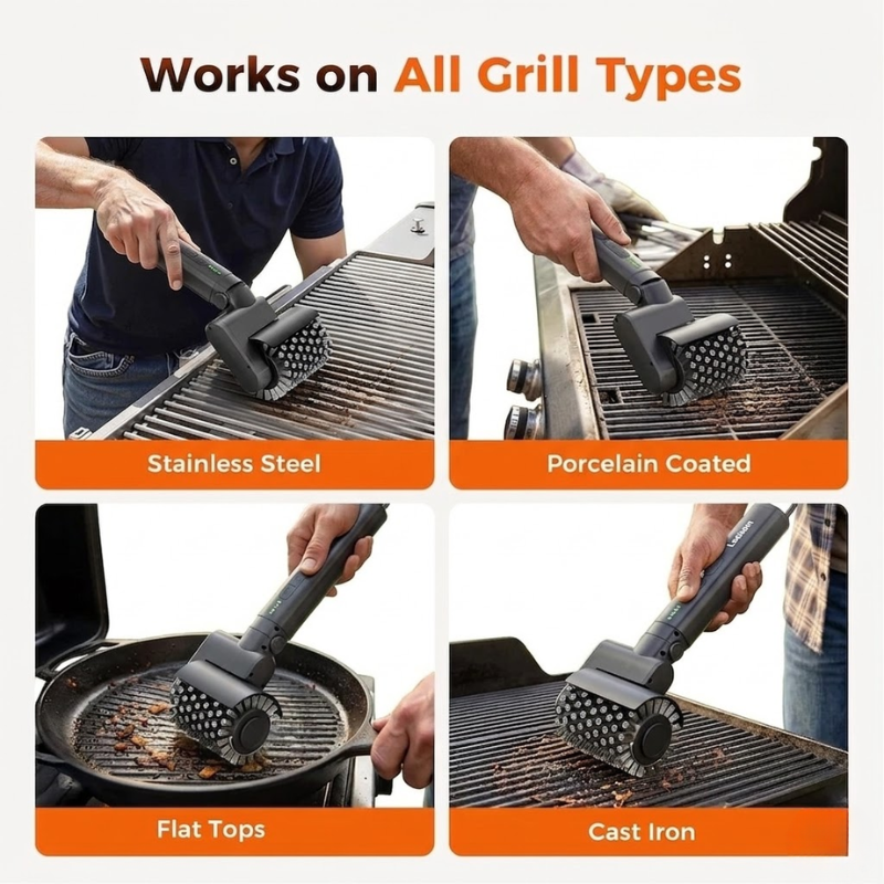 Rechargeable Electric BBQ Cleaning Brush Wireless Rotary Grill Cleaner
