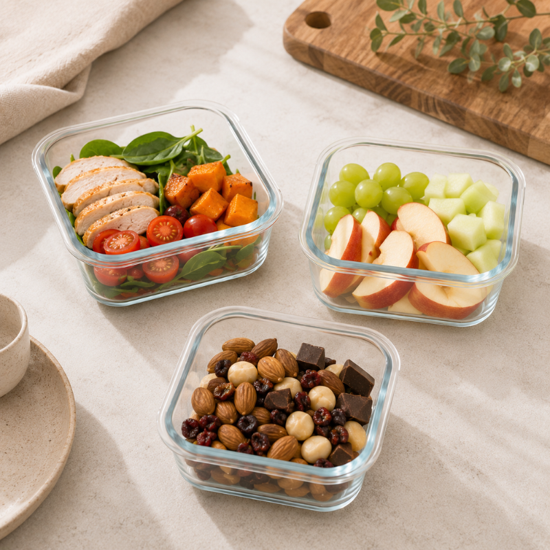 800ml Square Glass Food Storage Container with Lid Microwave Freezer Dishwasher Friendly