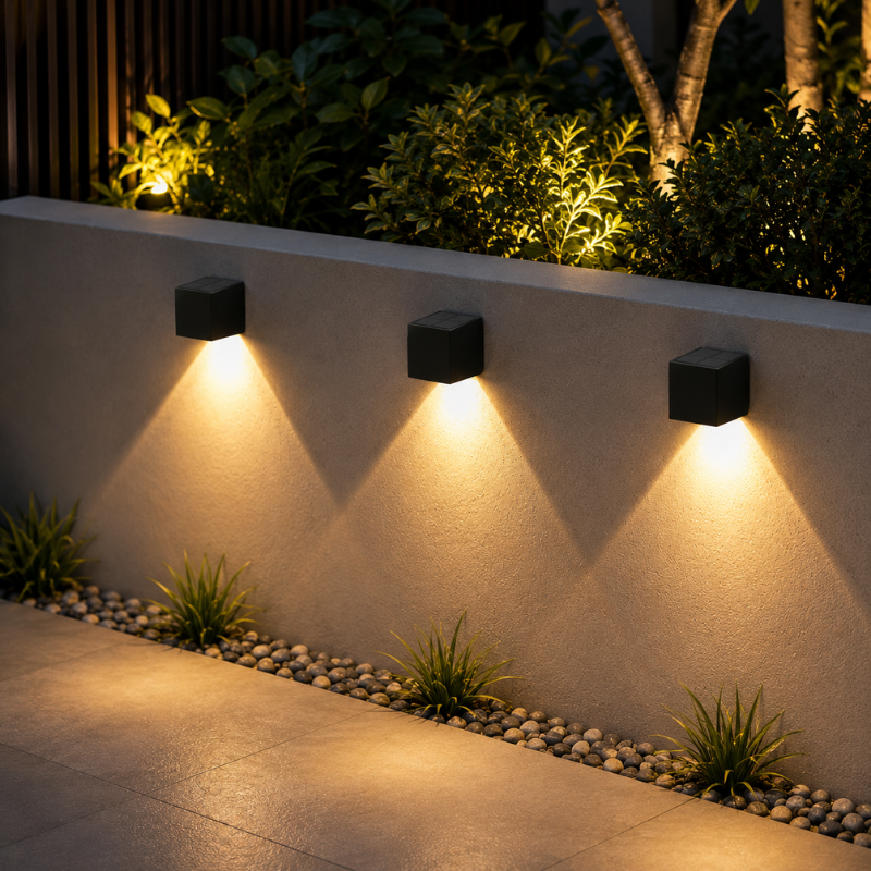 4 Piece Solar Powered LED Wall Light IP65 Waterproof Outdoor Garden Fence Lamp