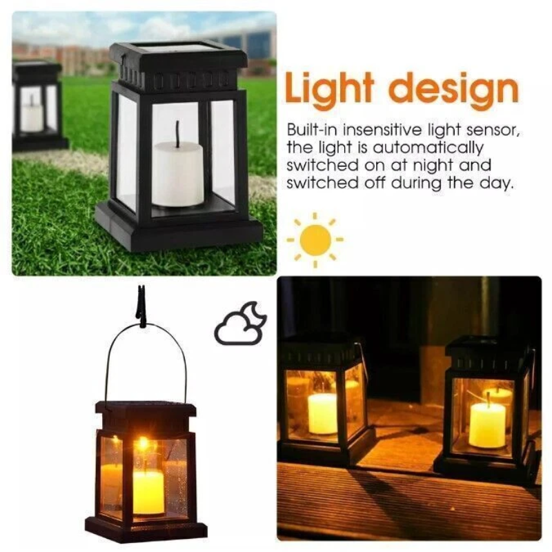 Solar Lantern Garden Light Retro Outdoor Hanging or Floor Lamp Waterproof LED Decor Light