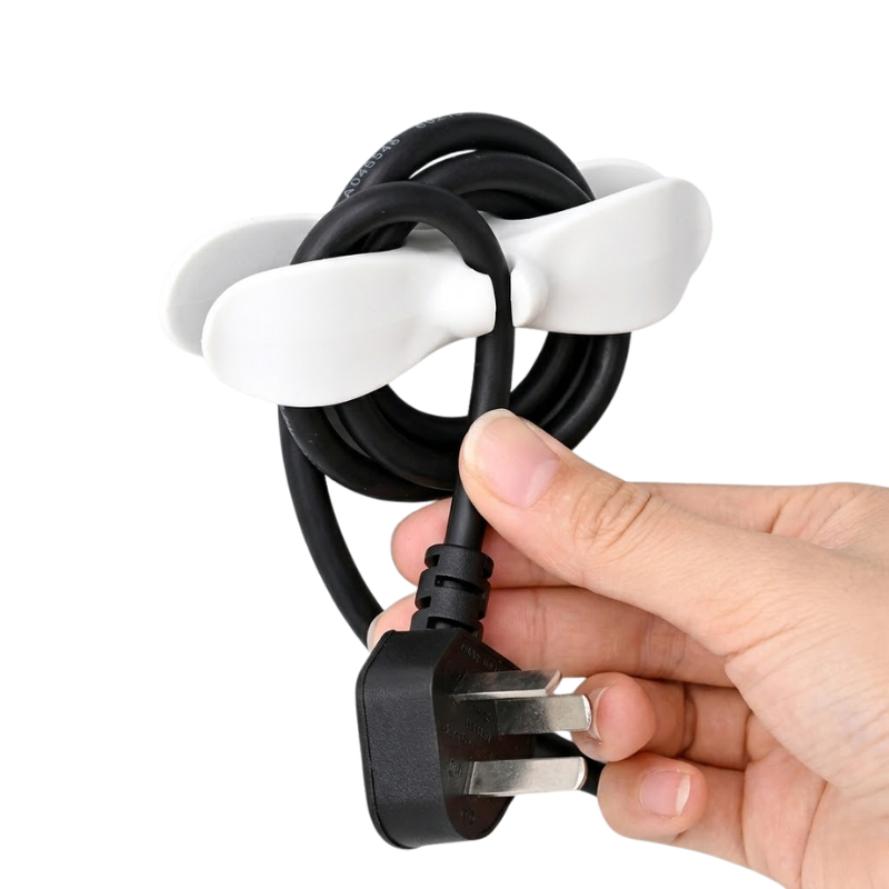 2 Piece White Cable Organizer Wire Winder Cord Holder Kitchen Appliance Cable Management
