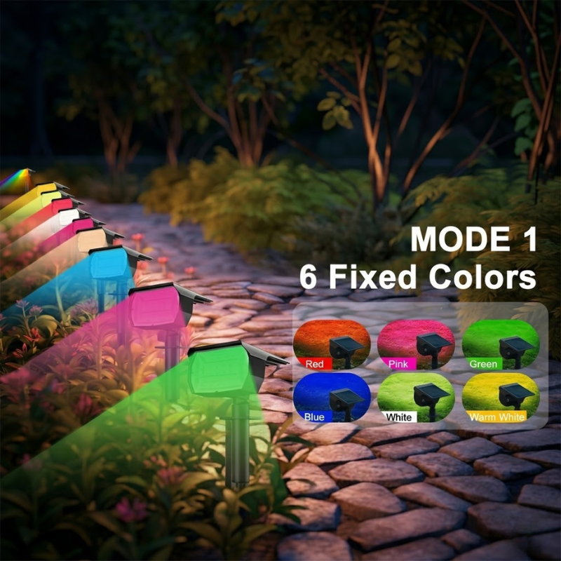 18LED RGB Solar Powered Garden Pathway Light Waterproof Outdoor Landscape Lamp