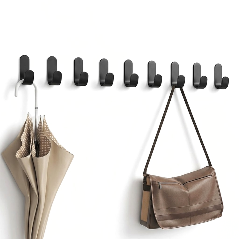 6 Piece Self-Adhesive Wall Hooks Waterproof J-Hook for Bathroom Kitchen Home
