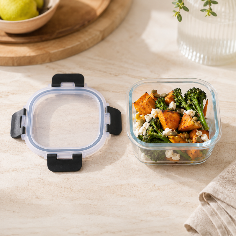 520ml Square Glass Food Storage Container with Lid Microwave Freezer Dishwasher Friendly