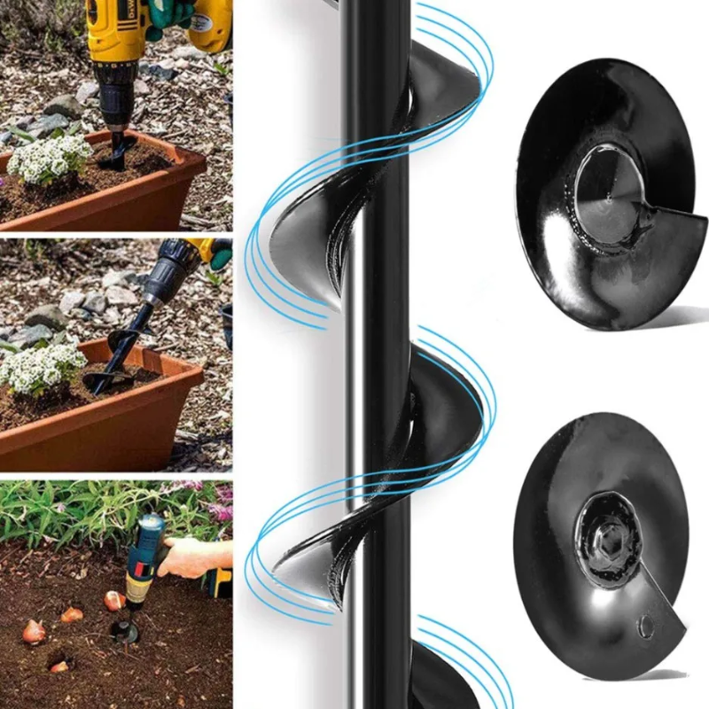 Spiral Garden Auger Drill Bit 8x25cm Soil Digging Planting Tool for Electric Drill