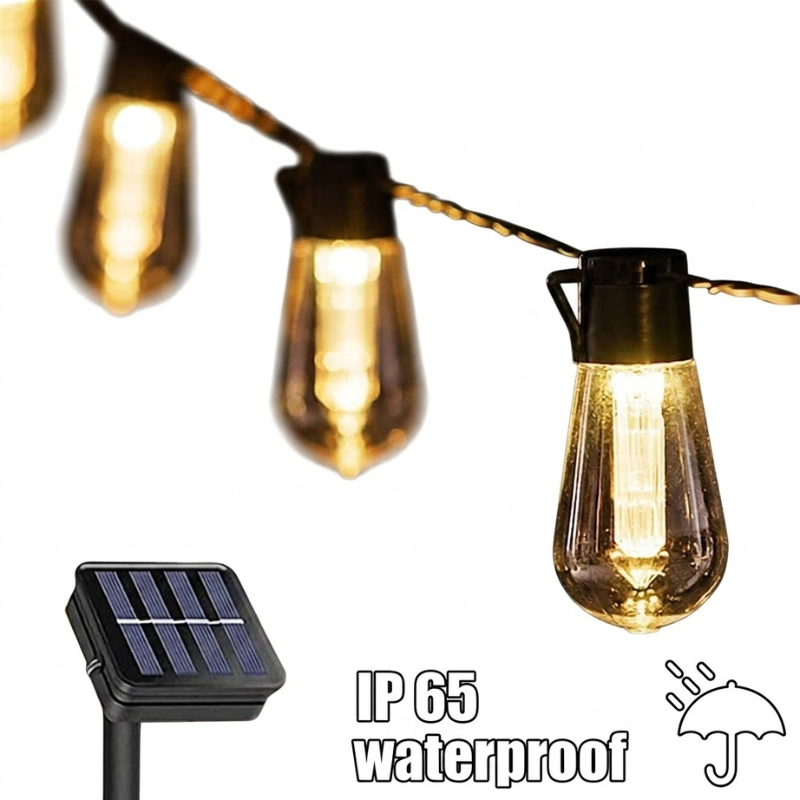 Solar String Lights 4.5m 10 LED Edison Bulb Waterproof Outdoor Garden Lights