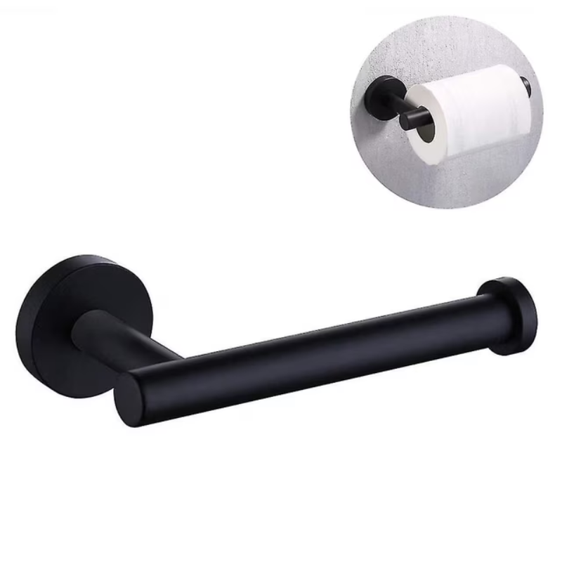 Black Kitchen Paper Towel Holder Adhesive Wall Mounted Tissue Roll Rack