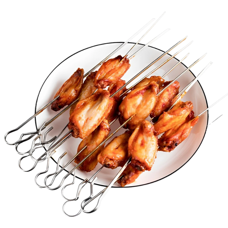 Stainless Steel Rotisserie Grill Cage with 10 Skewers BBQ Meat Vegetable Rotating Oven Kebab Maker Tool