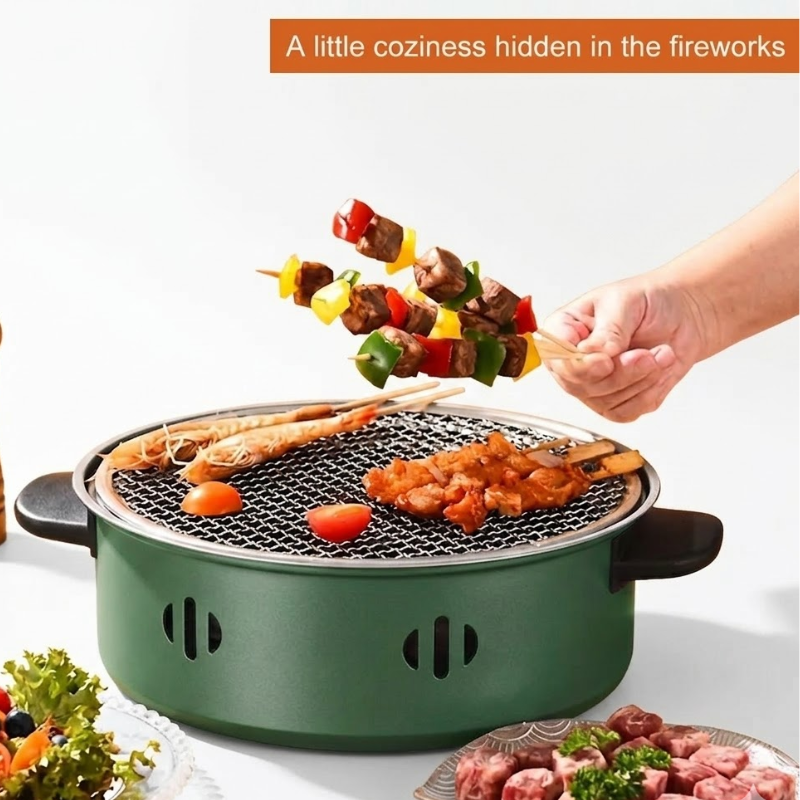 Portable Tabletop BBQ Grill Stove with Grill Net for Camping and Backyard