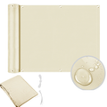 Waterproof Balcony Privacy Screen Cream White 90 × 300 cm Fence Cover with 95% UV Protection for Patio Garden and Deck