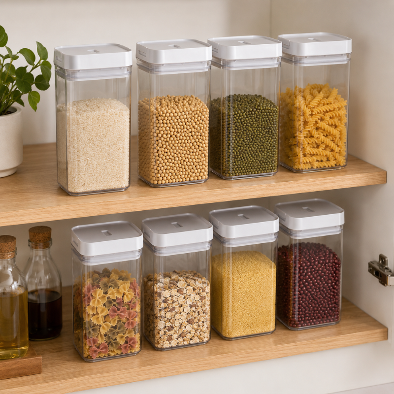 1200ml Transparent Pasta Storage Box Plastic Dry Food Container with Lid