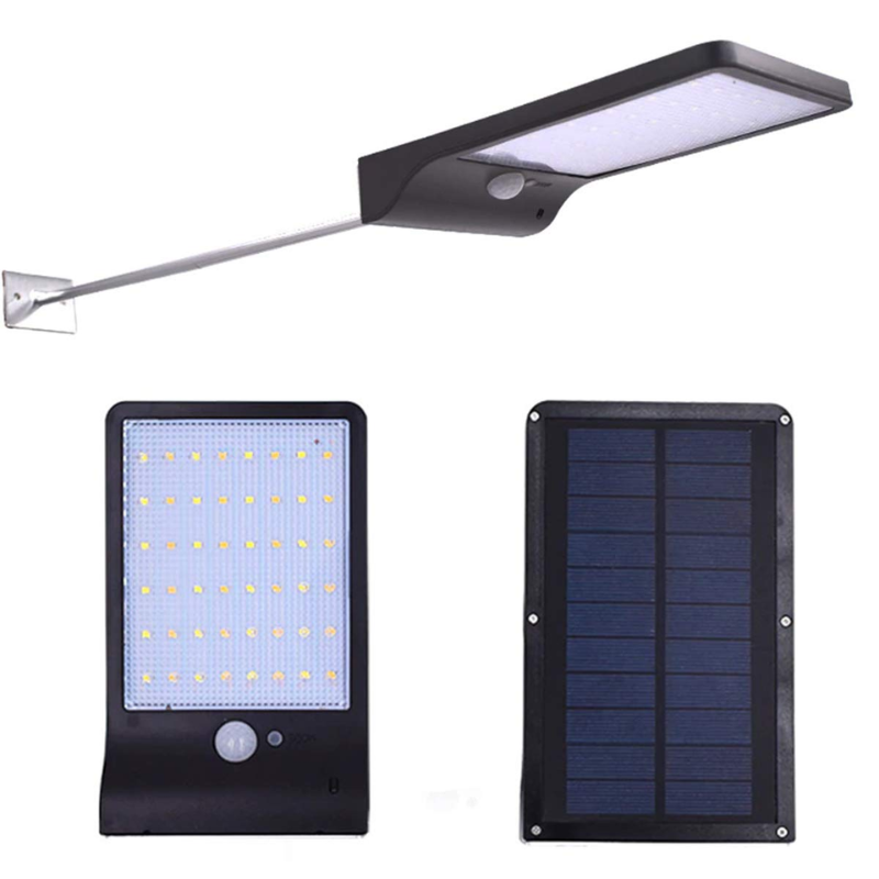 48 LED Solar Powered Wall Light with Motion Sensor Remote Control IP65 Waterproof with Pole