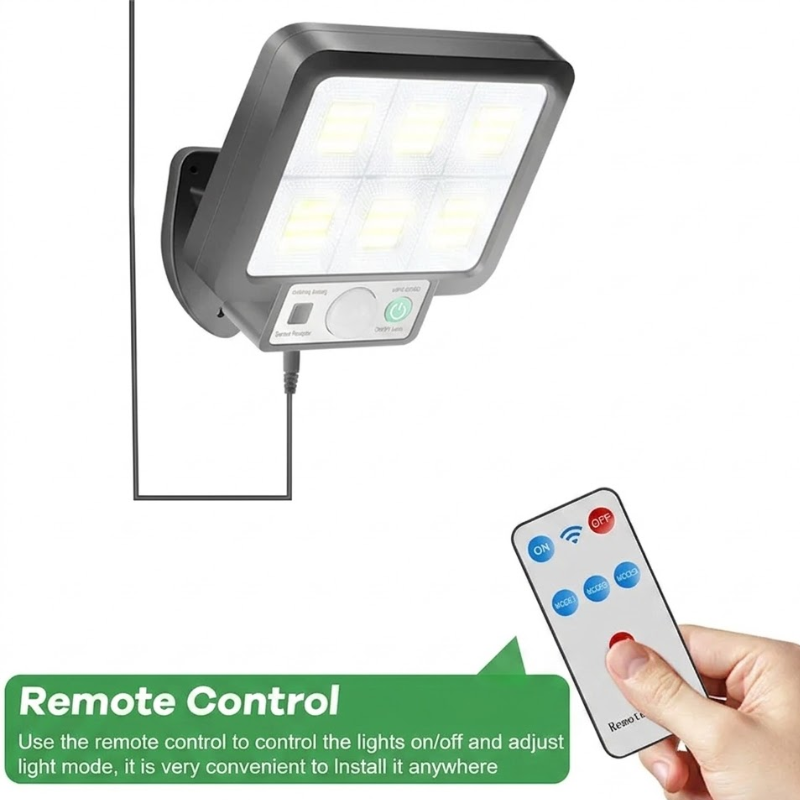 72 COB Solar Wall Light Split Panel Motion Sensor Waterproof Outdoor Lamp with Remote