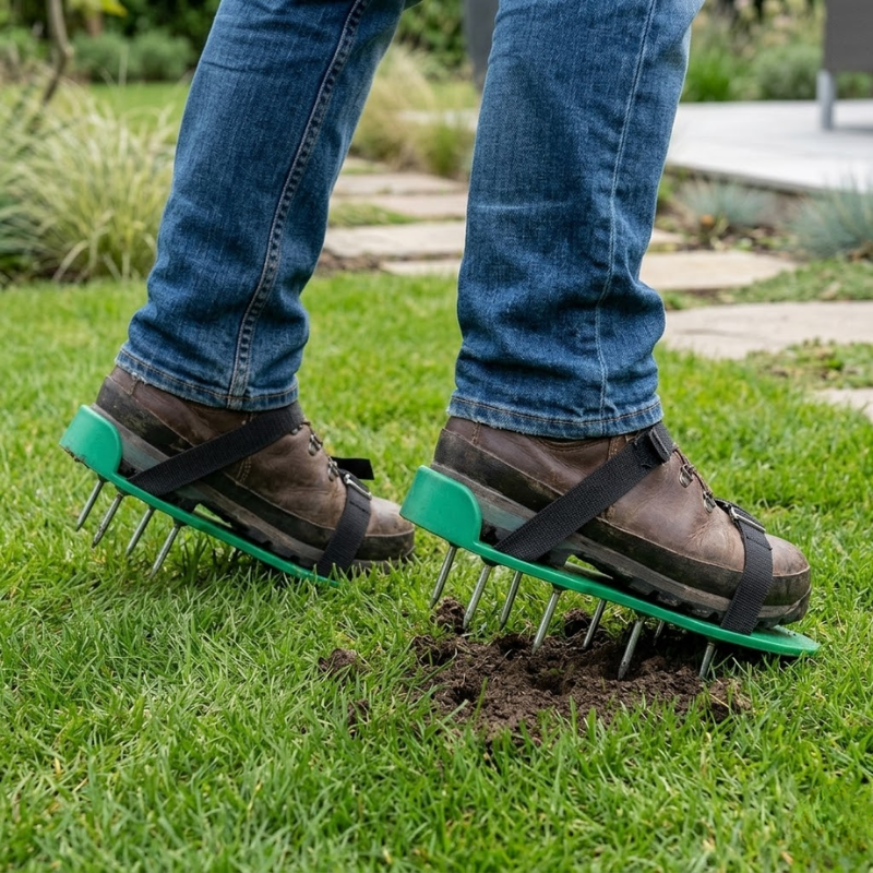 Lawn Aerator Shoes Spike Sandals Adjustable Garden Grass Soil Aerating Tool Set