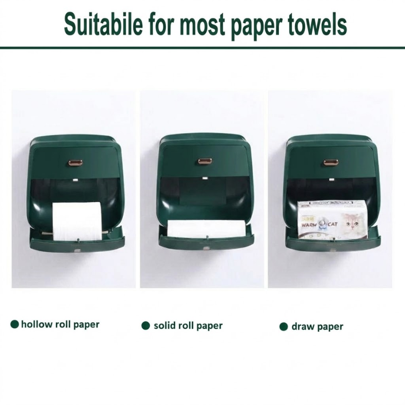 Double Layer Green Toilet Paper Holder Wall Mounted Waterproof Tissue Storage Box